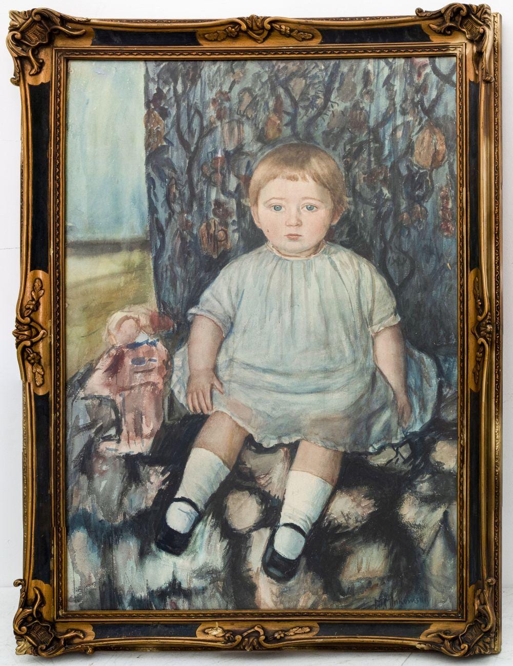 Maurycy Minkowski comparable auction result: minkowski portrait of an infant watercolor
