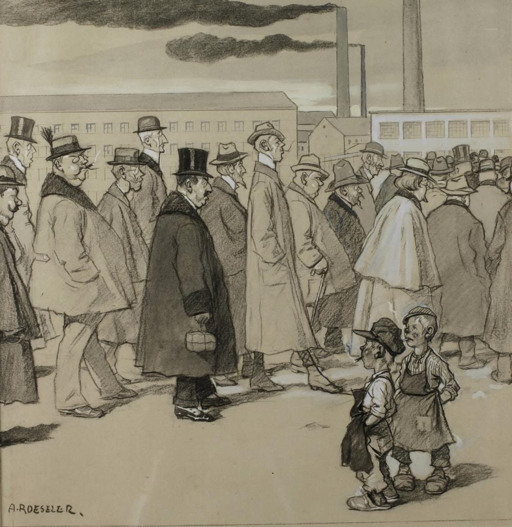 August Roeseler comparable auction result: august roeseler auf dem weg zur arbeit