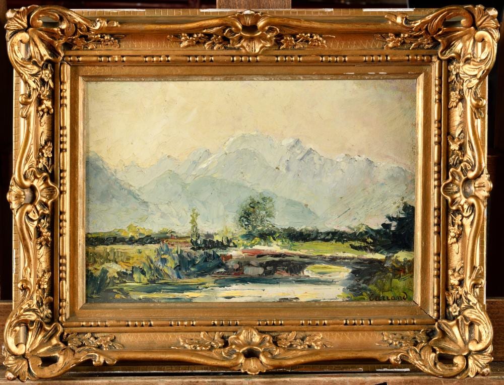 Louis Hilaire Carrand comparable auction result: louis carrand 1861 1899 paysage de montagne huile sur carton double face