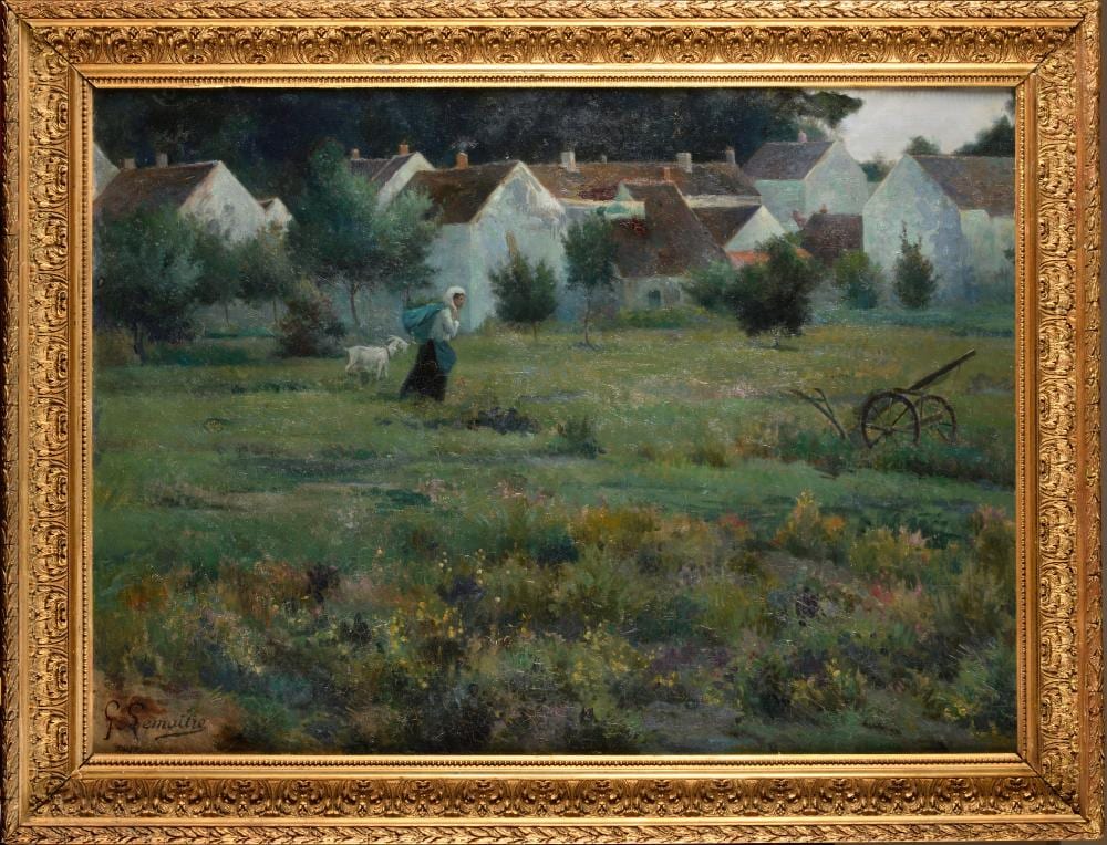 Gustave Lemaître comparable auction result: gustave lemaitre 1862 1920 retour la maison montigny sur loing huile s