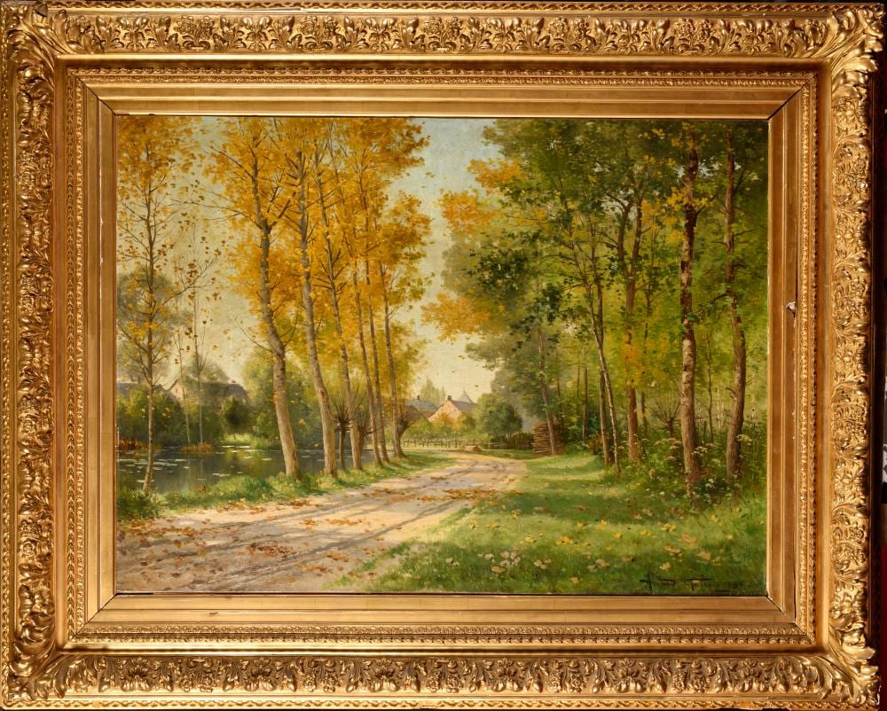 Armand Guéry comparable auction result: armand gu ry 1850 1912 chemin vers le village huile sur toile sign en b