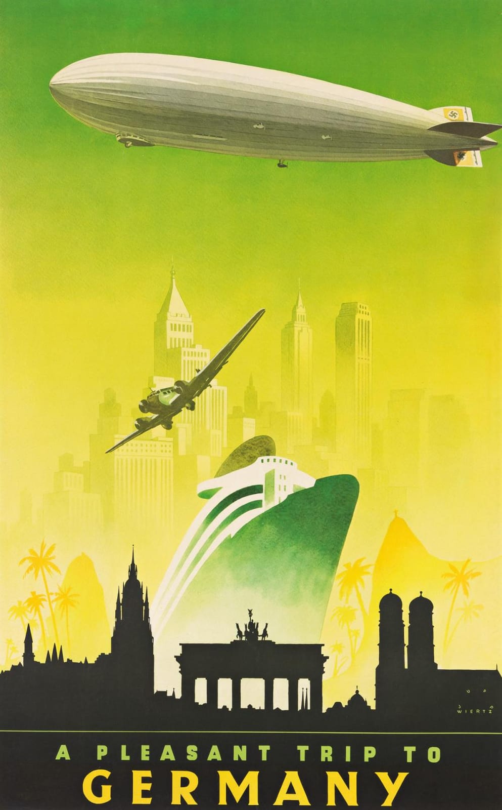 Jupp Wiertz comparable auction result: jupp wiertz 1881 1939 a pleasant trip to germany circa 1935 38 x24 inches 98 x61 cm reichsbahnzentrale fur den deutschen reisev