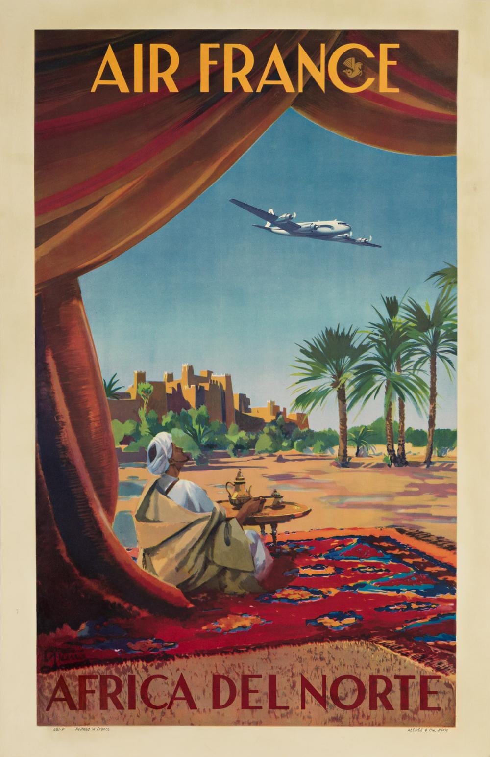 Vincent Guerra comparable auction result: vincent guerra dates unknown air france africa del norte circa 1950 40 x26 inches 102 x66 cm al p e paris