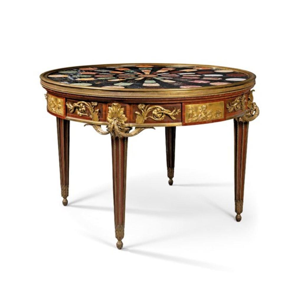 Alphonse (1775) Giroux comparable auction result: a french ormolu mounted mahogany and specimen marble centre table by fran o