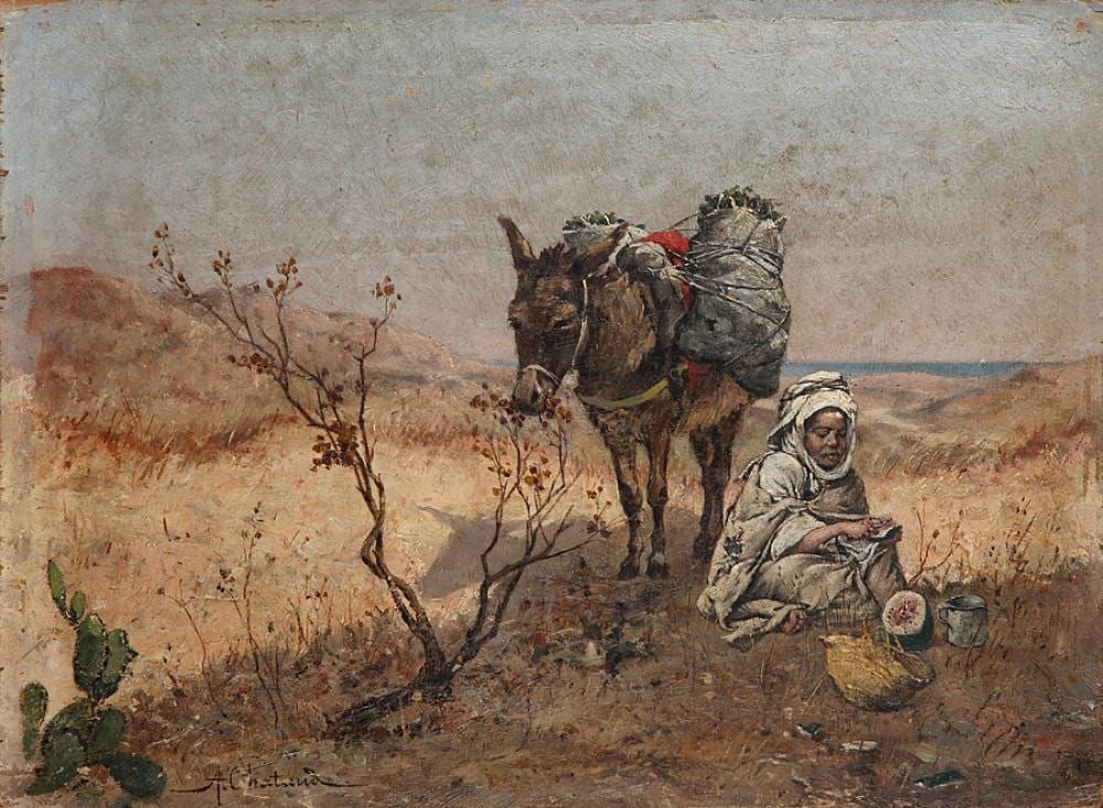 Marc Alfred Chataud comparable auction result: alfred chataud 1833 1908 le repos du jeune nier young boy at rest huile sur panneau sign e en bas gauche 24 x 32 cm