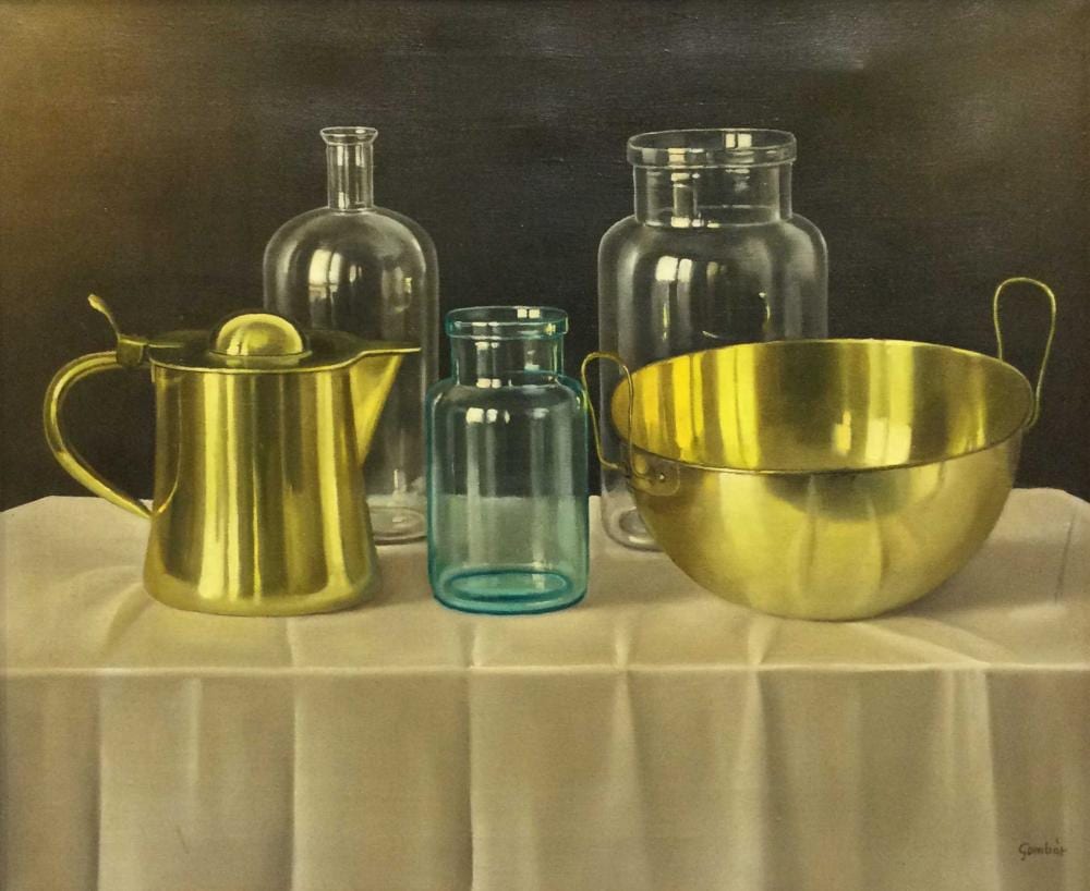 Andras Gombar comparable auction result: andras gombar b 1946 still life oil on canvas