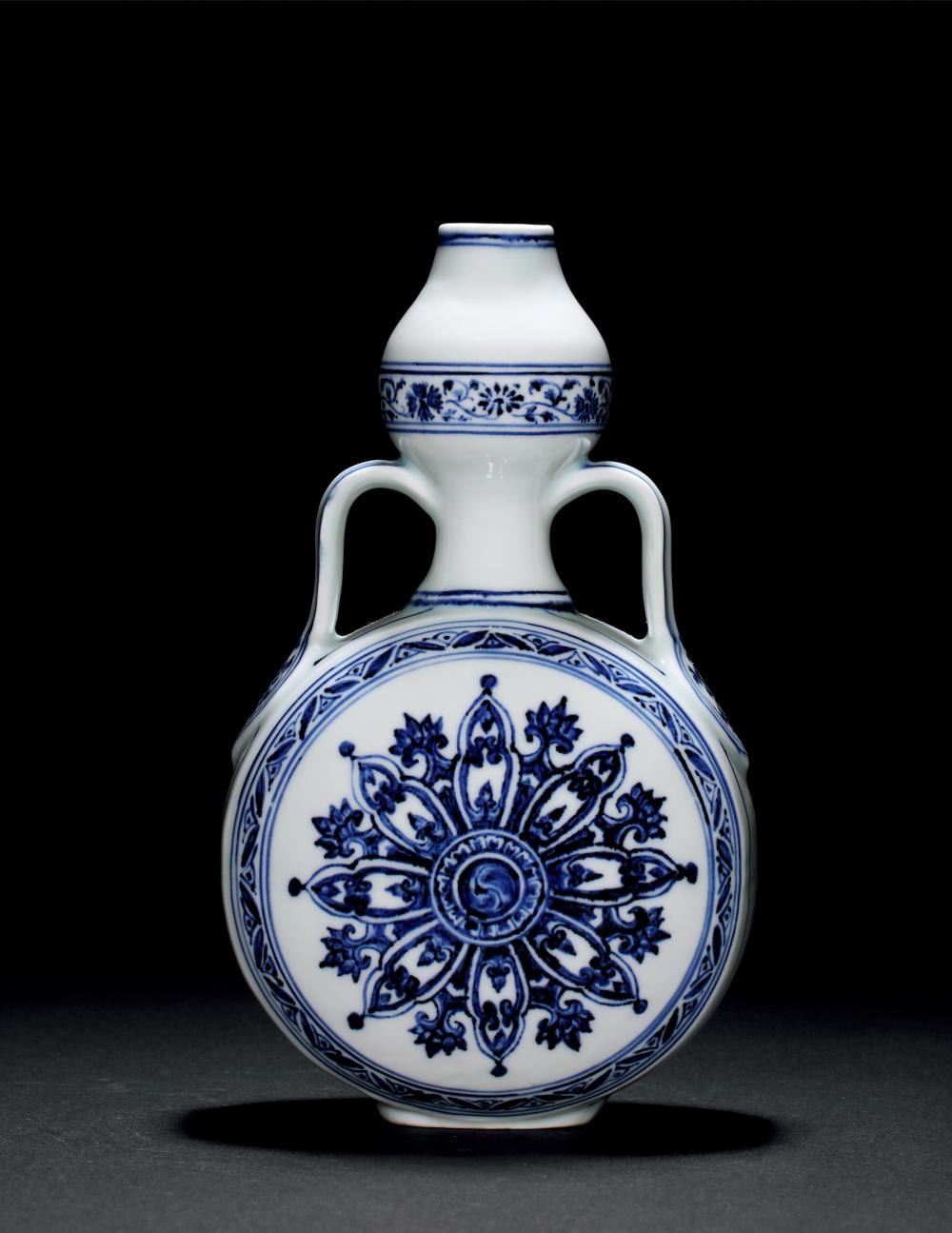 A Rare Blue and White ‘Rosette’ Moonflask, Yongle Period, 1403-1424 comparable sale