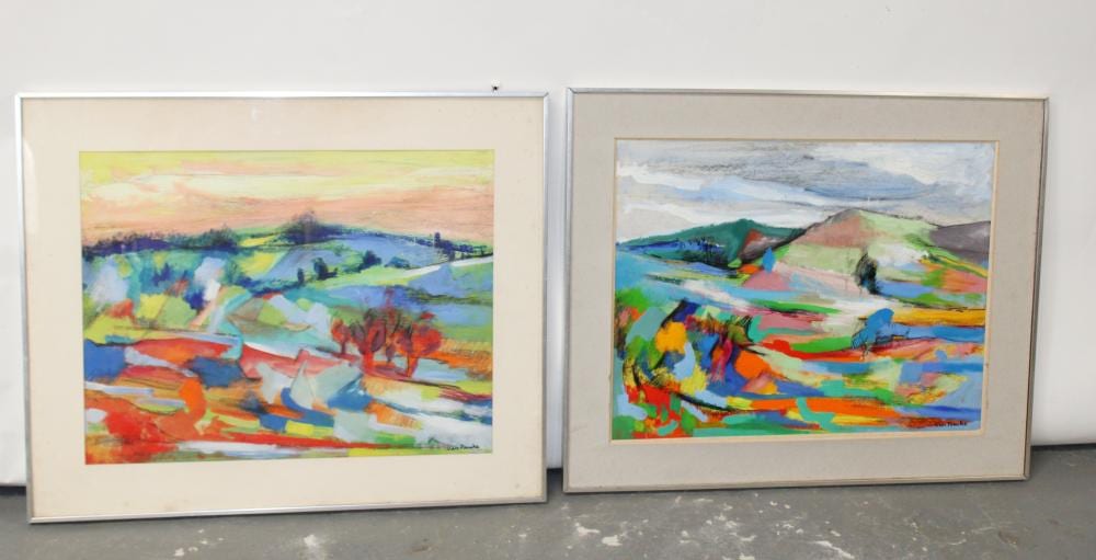 Pierre Van Poucke comparable auction result: 2 pierre van poucke abstract landscape paintings