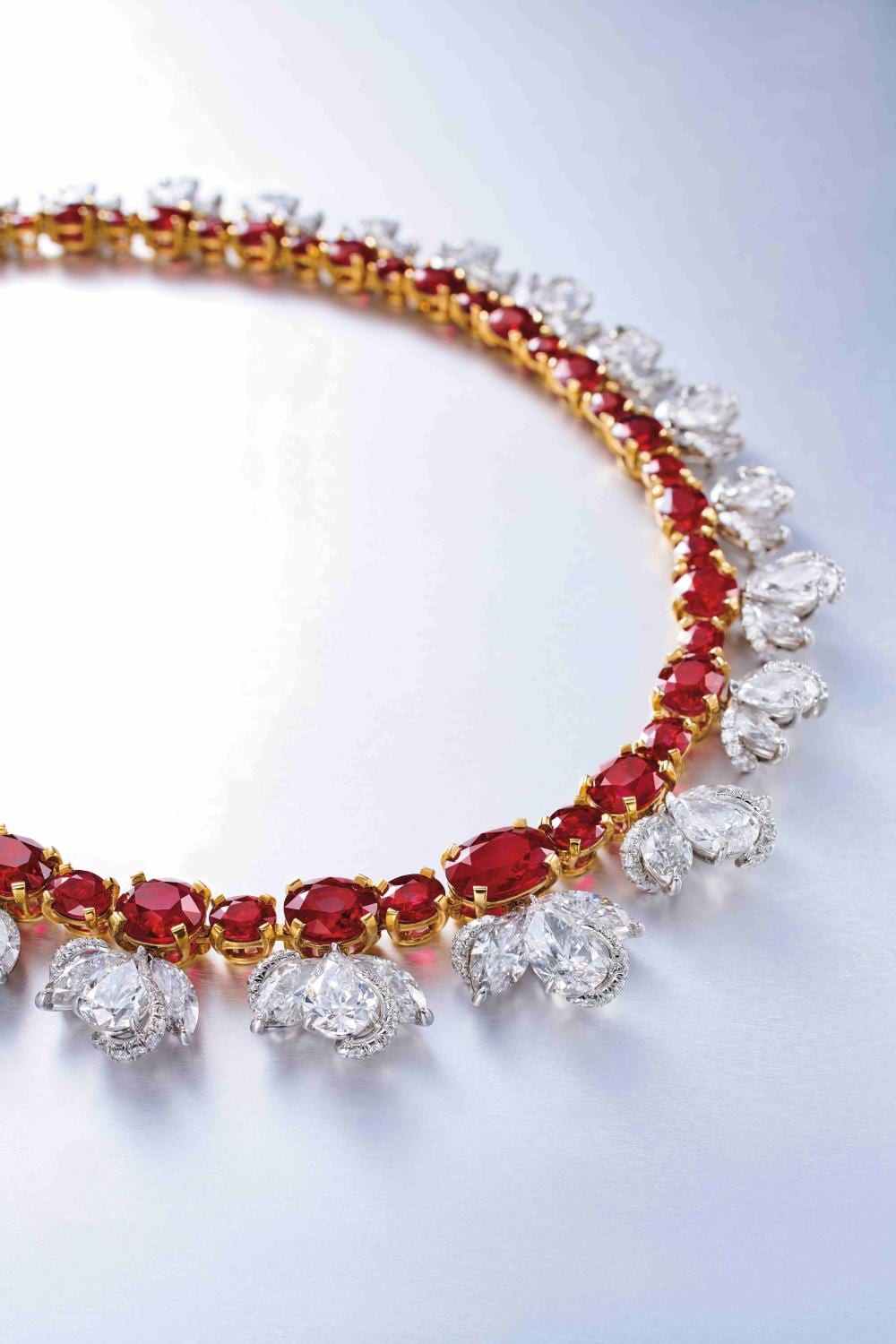 A TOTAL OF 57.71 CARATS BURMESE 'PIGEON'S BLOOD' RUBY AND DIAMOND 'RED PHOENIX' NECKLACE, BY J.W. Currens For Faidee comparable sale