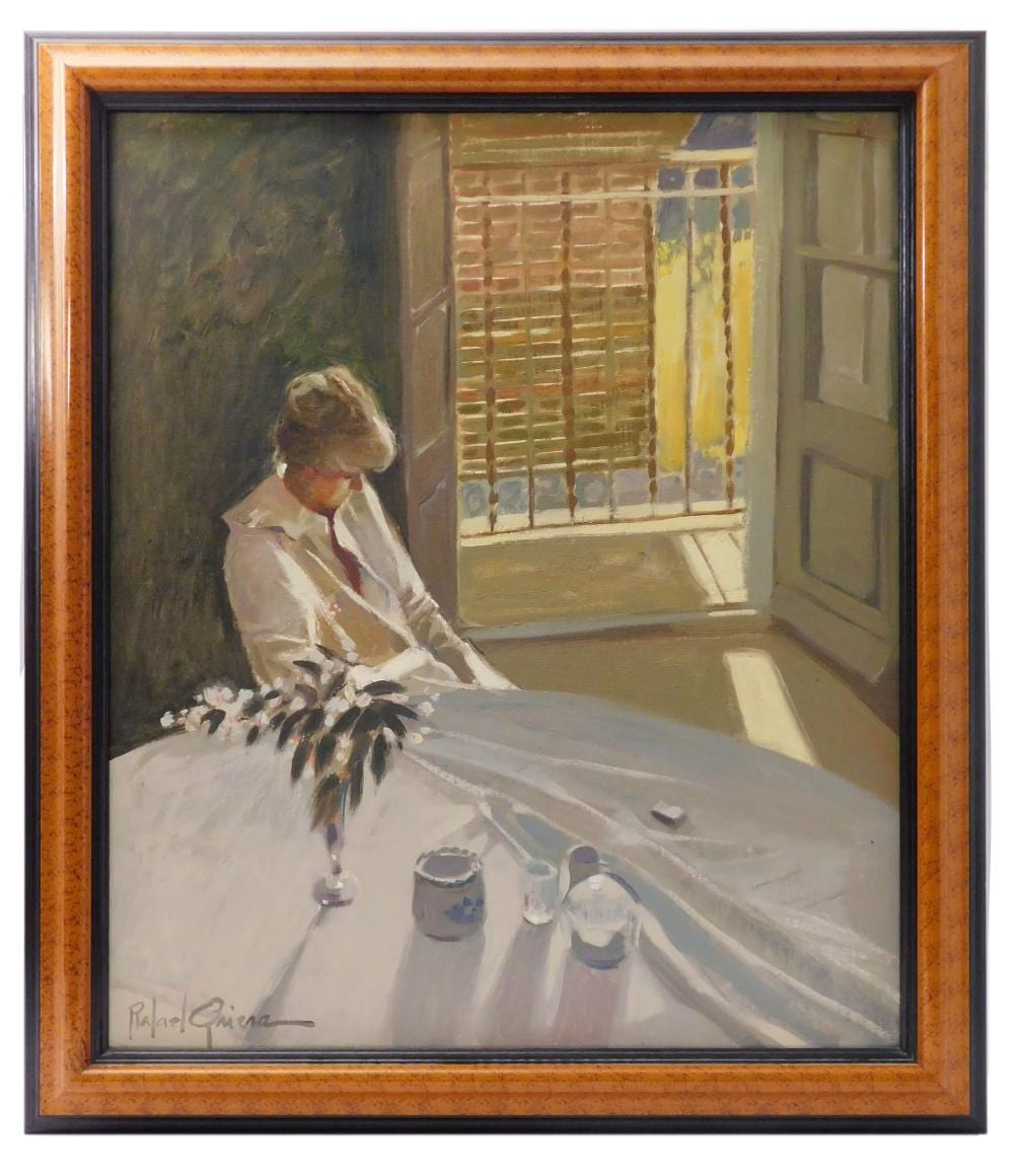 Rafael Griera comparable auction result: rafael griera calderon 1934 interior con figura leo sobre lienzo 72x58 cm