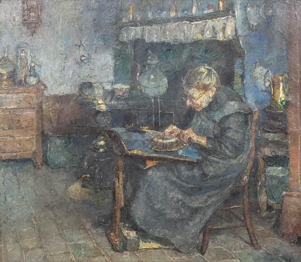 Guillaume (1909) Michiels comparable auction result: guillaume michiels 1909 1997 attr bobbin lace a painting oil on canvas 79 x 69 cm