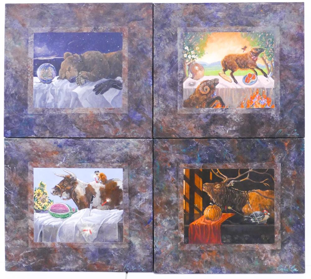 Anne Coe comparable auction result: 4pc anne coe four seasons acrylic