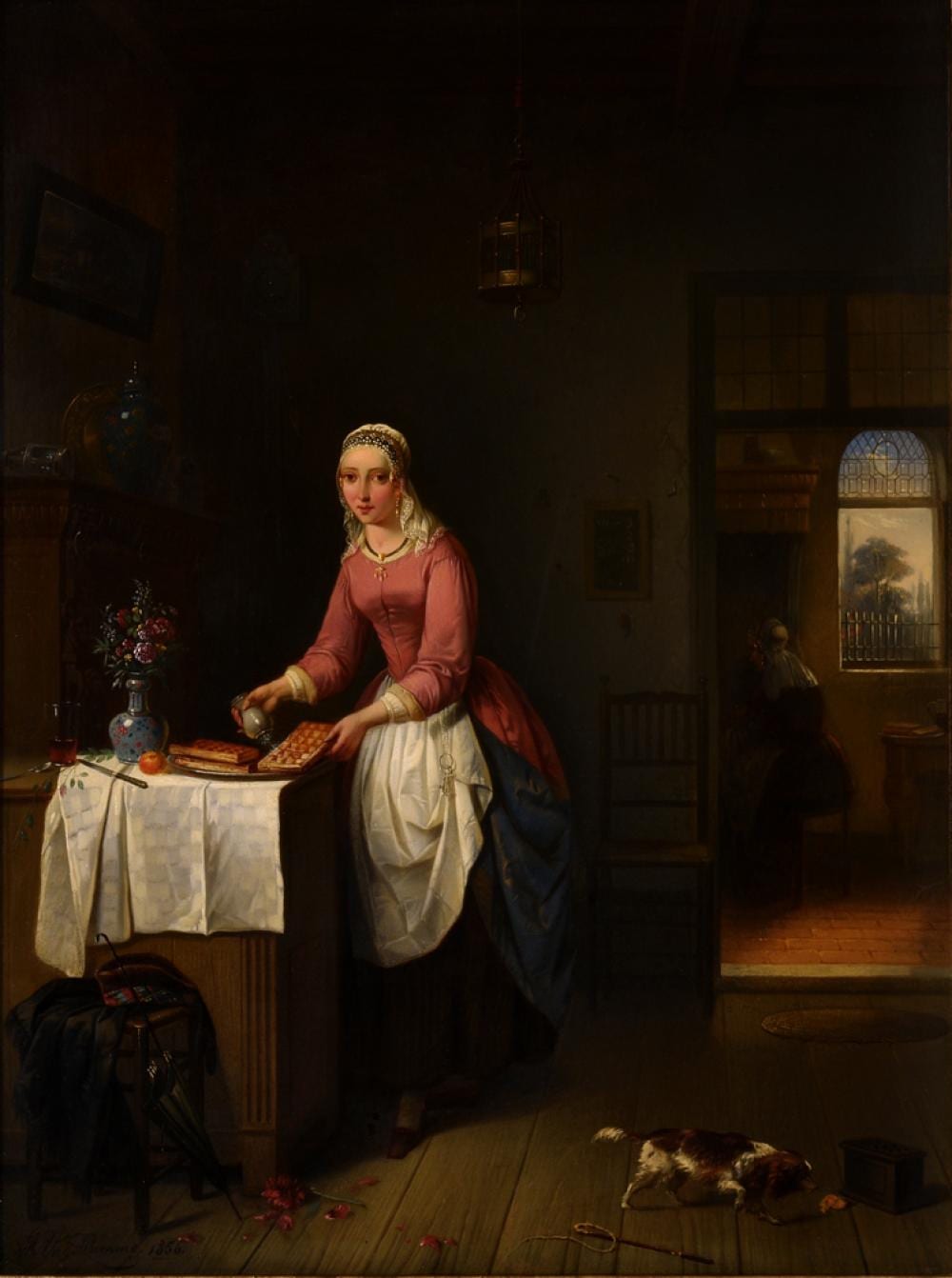 Alexis van Hamme comparable auction result: alexis van hamme belgian 1818 1875 preparing the dessert oil on panel signed and dated 1856 lower left