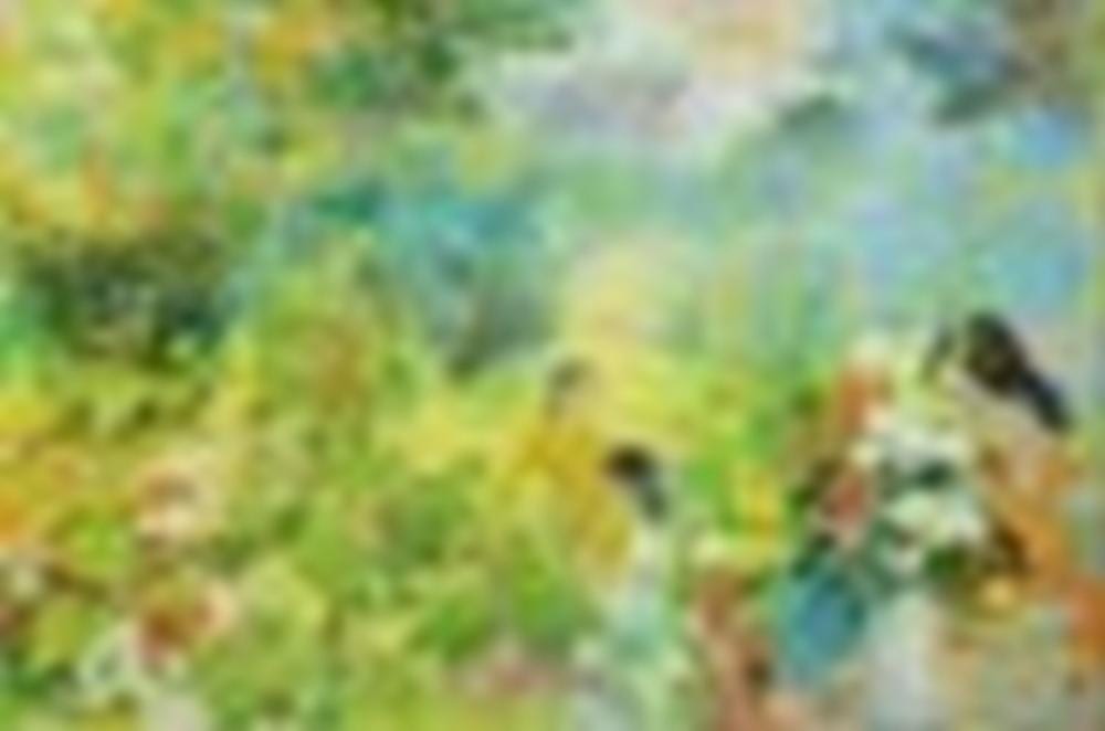 Le Pho (1907-2001) Dans le Jardin Fleuri (In the Flower Garden) oil on canv comparable sale