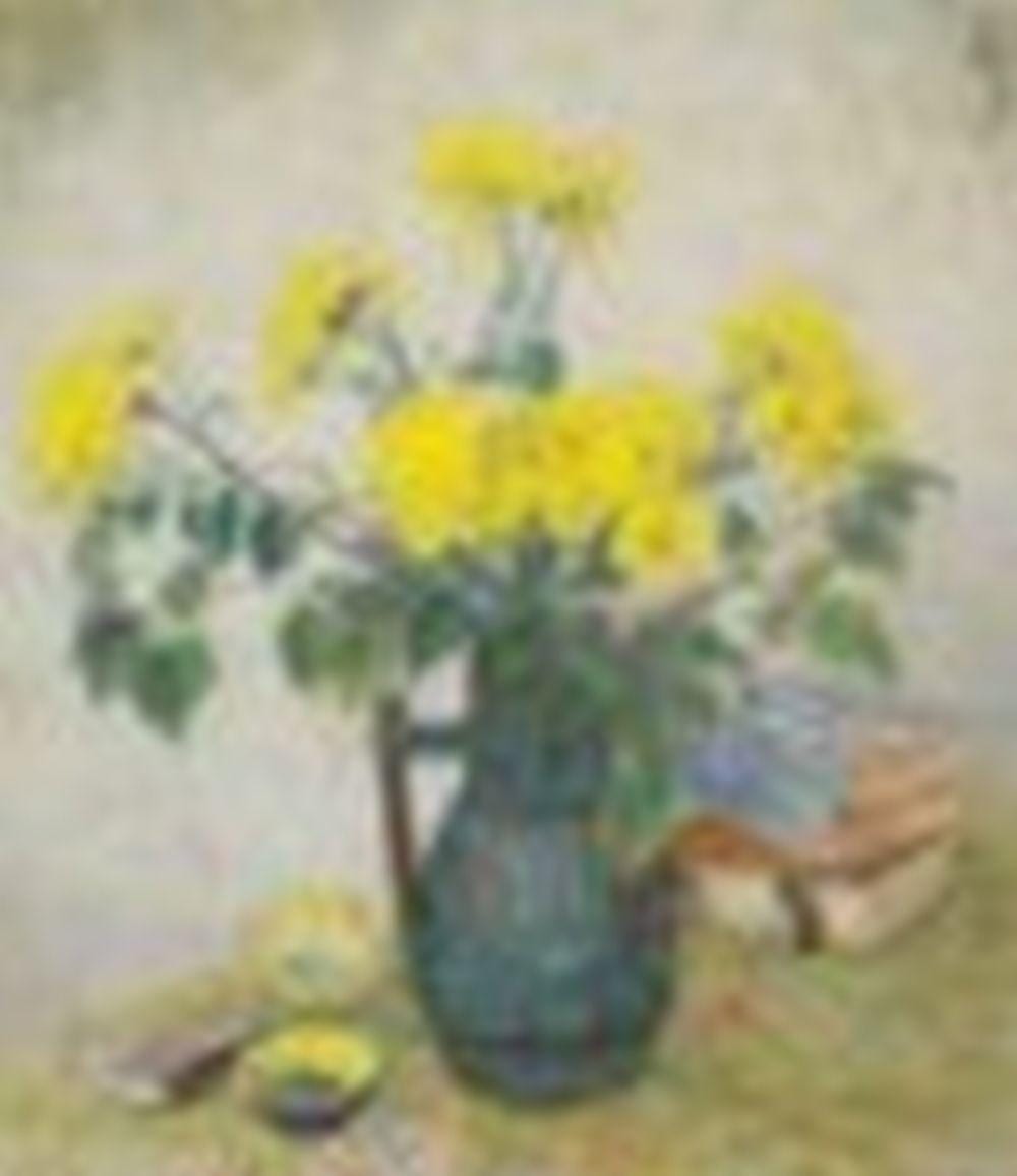 Pan Yuliang (1895-1977) Yellow Flowers in a Vase ink and colour on paper 73 comparable sale