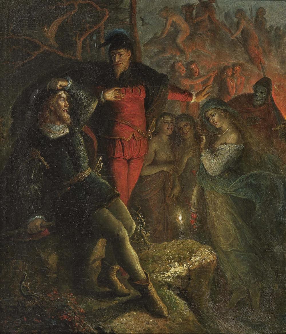 Friedrich Kaulbach comparable auction result: friedrich kaulbach 1822 arolsen 1903 hanover faust and mephistopheles on the blocksberg