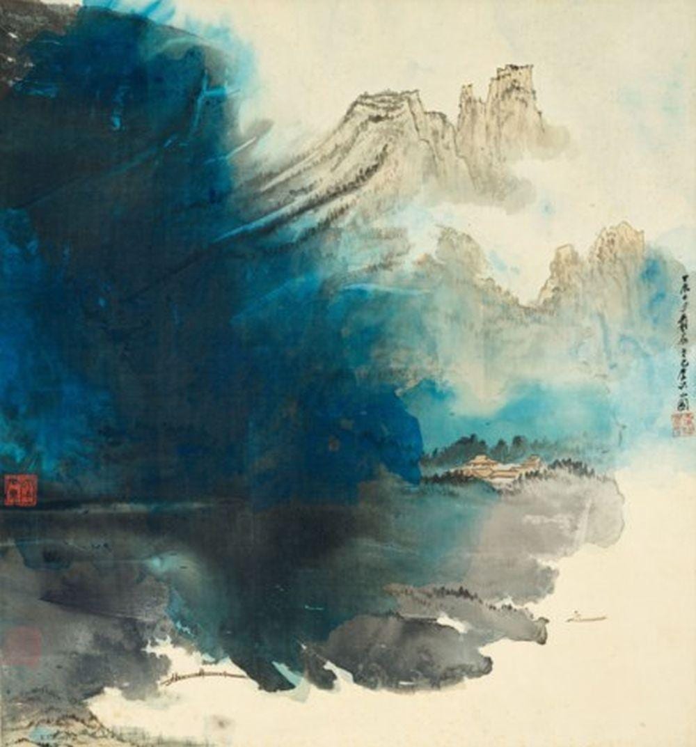 Zhang Daqian (1899-1983) Boating on Mountain Lake Hanging scroll, ink and c comparable sale