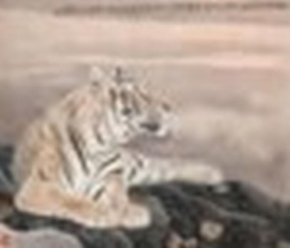 Dazhong Feng comparable auction result: feng dazhong b 1949 looking afar scroll mounted for framing ink and co