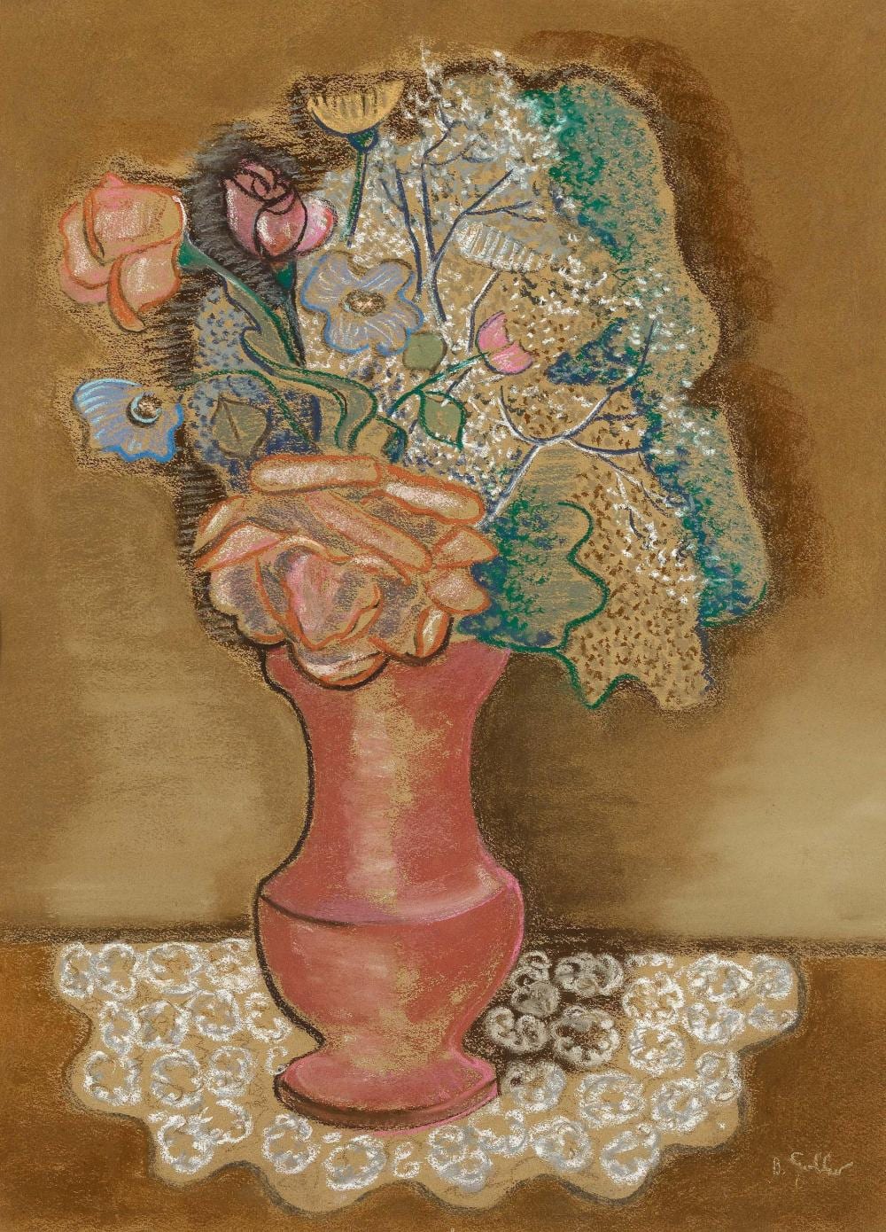 bruno goller blumenstrauss in ros farbener vase · Van Ham Kunstauktionen · 2021-12-01 Bruno Goller comparable auction result: bruno goller blumenstrauss in ros farbener vase