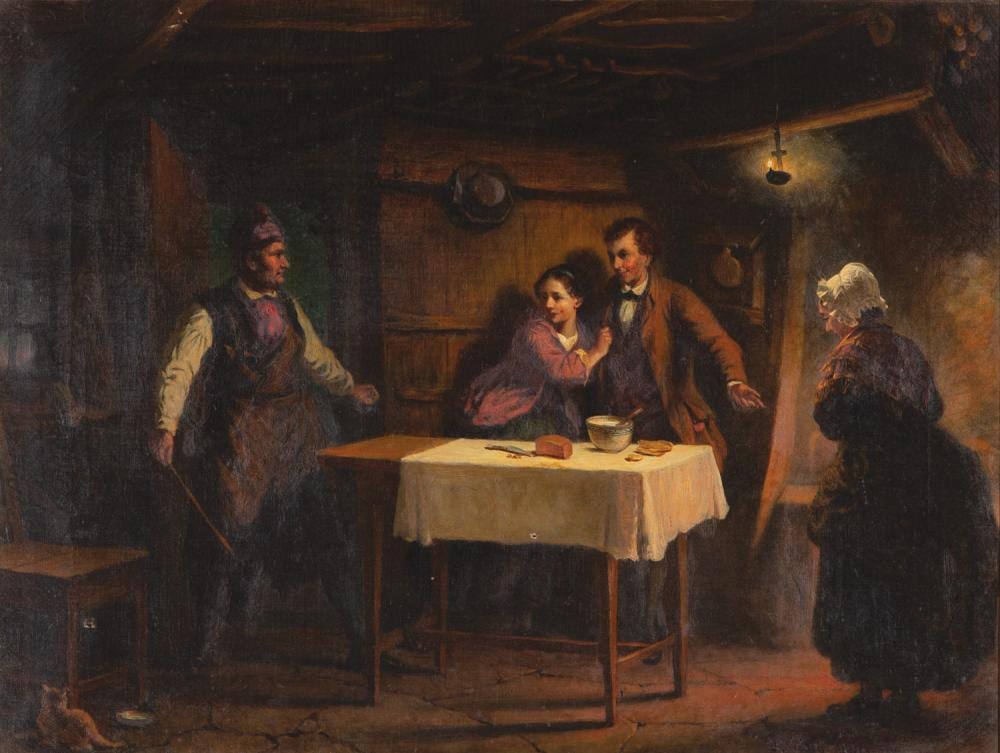 James Coutts Michie comparable auction result: james coutts michie england the elopers oil on canvas