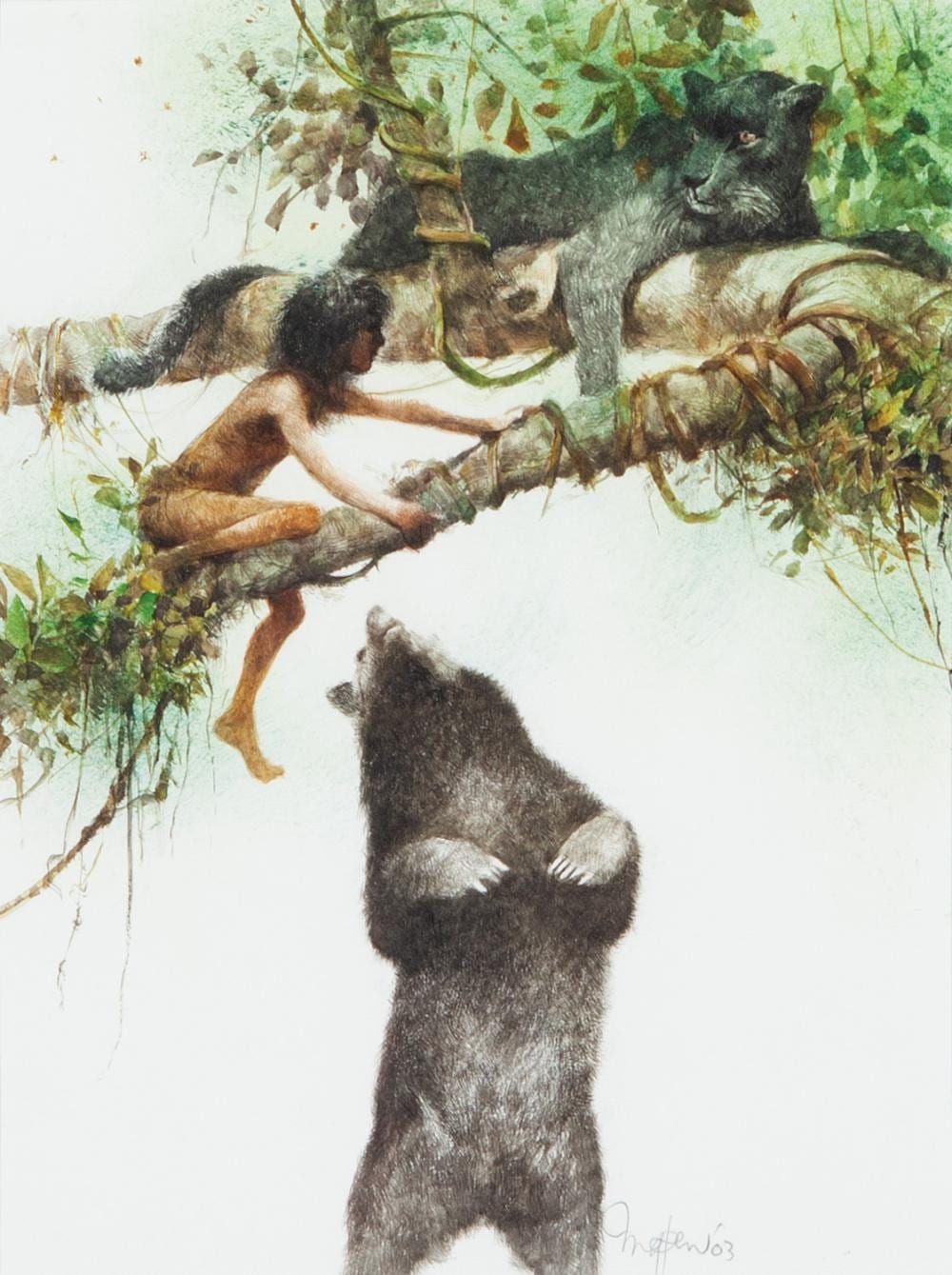 Robert Ingpen comparable auction result: robert ingpen jungle lessons ink and watercolour