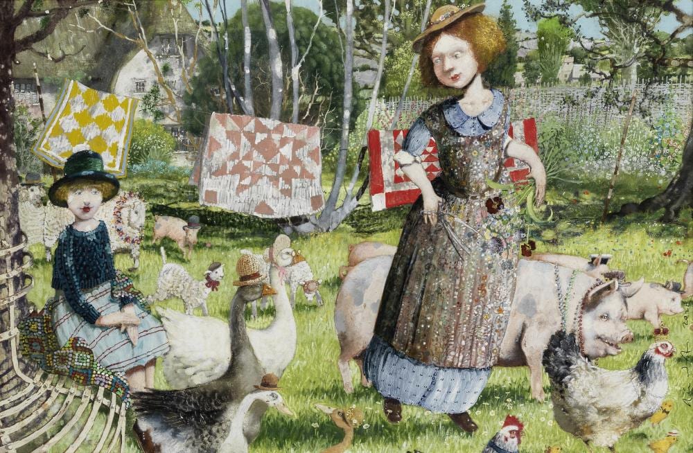 Richard Adams comparable auction result: richard adams british born 1960 sunday in the garden