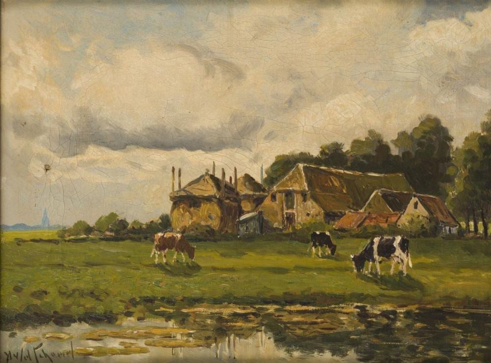 Adrianus van der Schouw comparable auction result: adrianus van der schouw 1873 1946 cows in the meadow