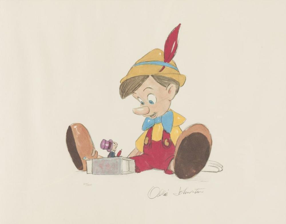 Ollie Johnston comparable auction result: ollie johnston palo alto california united states 1912 2008 sequim washington united states pinocchio