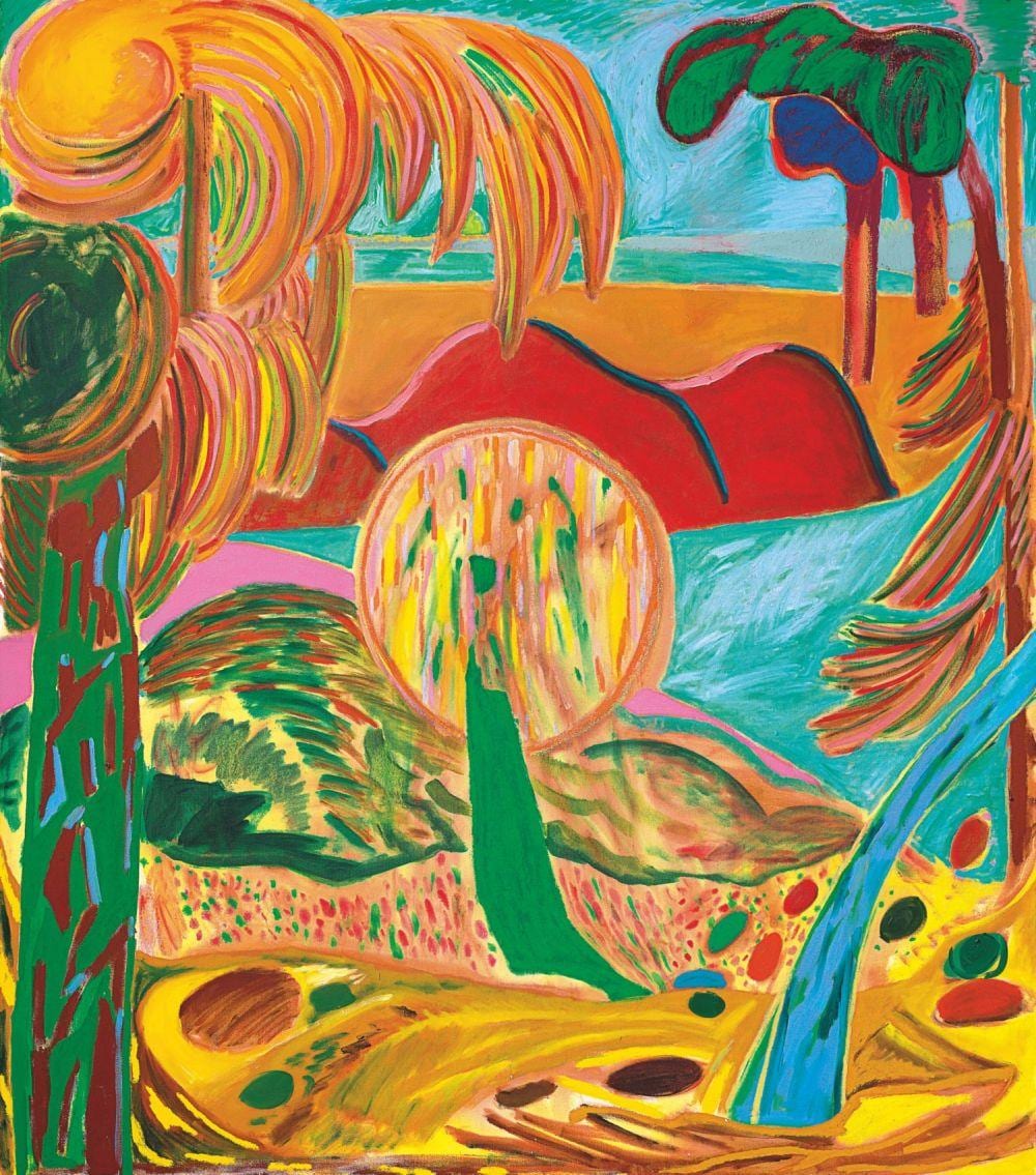 Shara Hughes (B. 1981) It's Not My Jungle I'm Just Living In It oil, acryli comparable sale