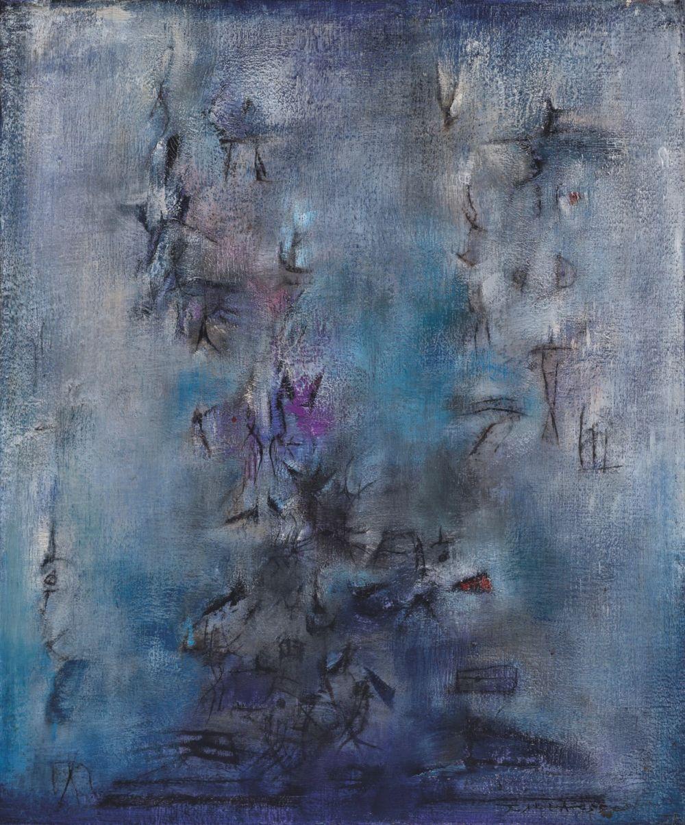 Zao Wou-Ki (ZHAO WUJI, 1921-2013) Fleurs (Flowers) oil on canvas 55 x 46 cm comparable sale