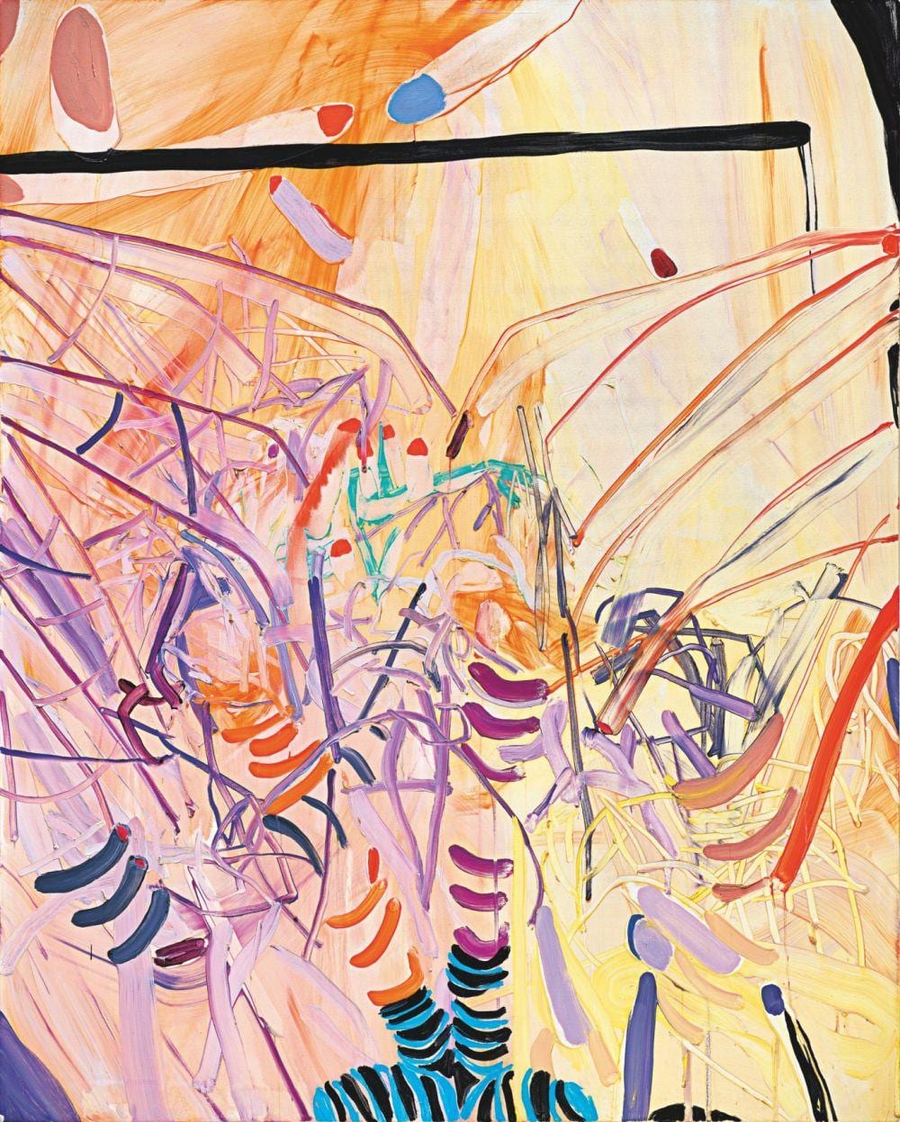 Jadﾉ Fadojutimi (B. 1993) One Step, Two Step oil on canvas 201.5 x 161.5 cm comparable sale