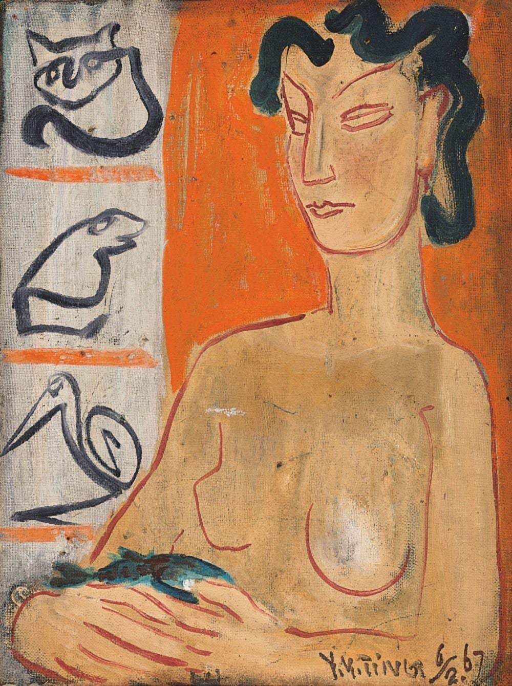 Ting Yin Yung (DING YANYONG, 1902 - 1978) Nude with Animal Emblems; & Seate comparable sale
