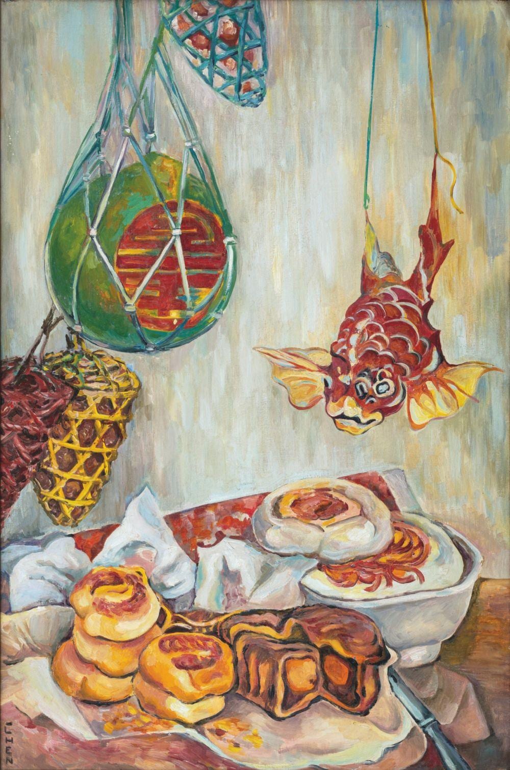 Georgette Chen (1907-1992) Still Life (Mid Autumn Festival) oil on canvas 8 comparable sale