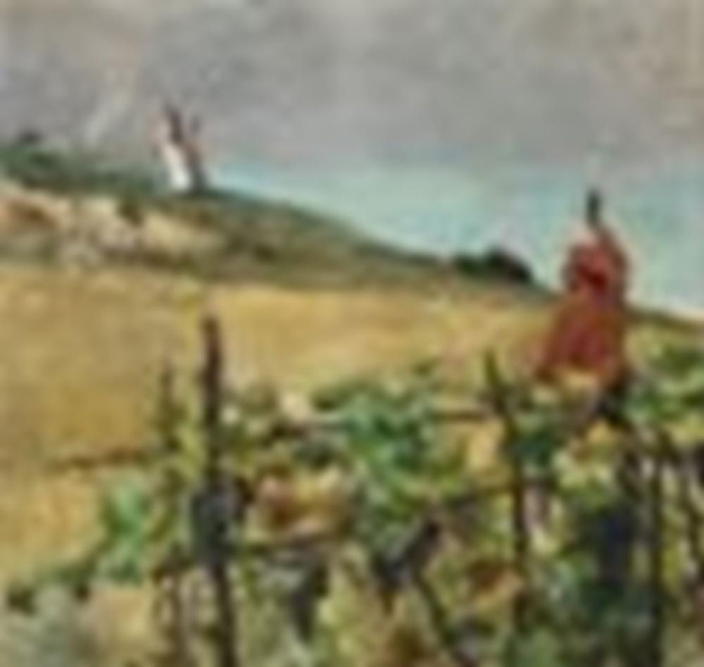 Juan Luna Y Novicio (1857–1899) A Harvester Waving in Lequeitio oil on canv comparable sale