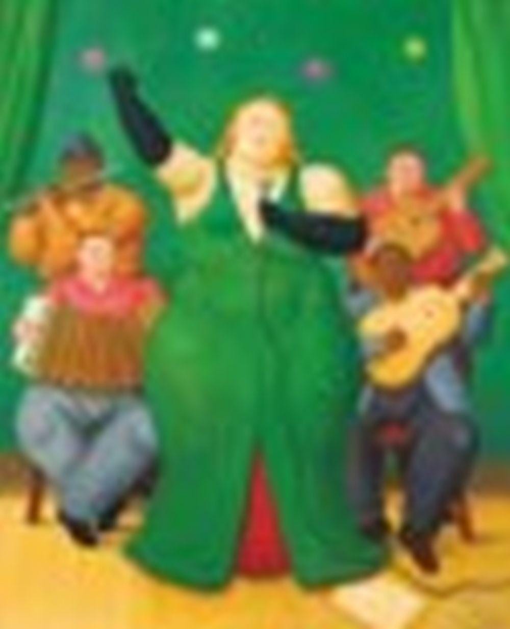 Fernando Botero (B. 1932) La Cantante oil on canvas 189 x 155 cm. (74 3/8 x comparable sale