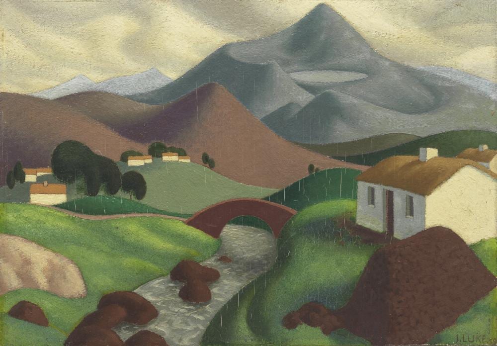 John Luke comparable auction result: john luke irish 1906 1975 mountain composition 18 6 x 25 6 cm 7 1 4 x 10 1 8 in