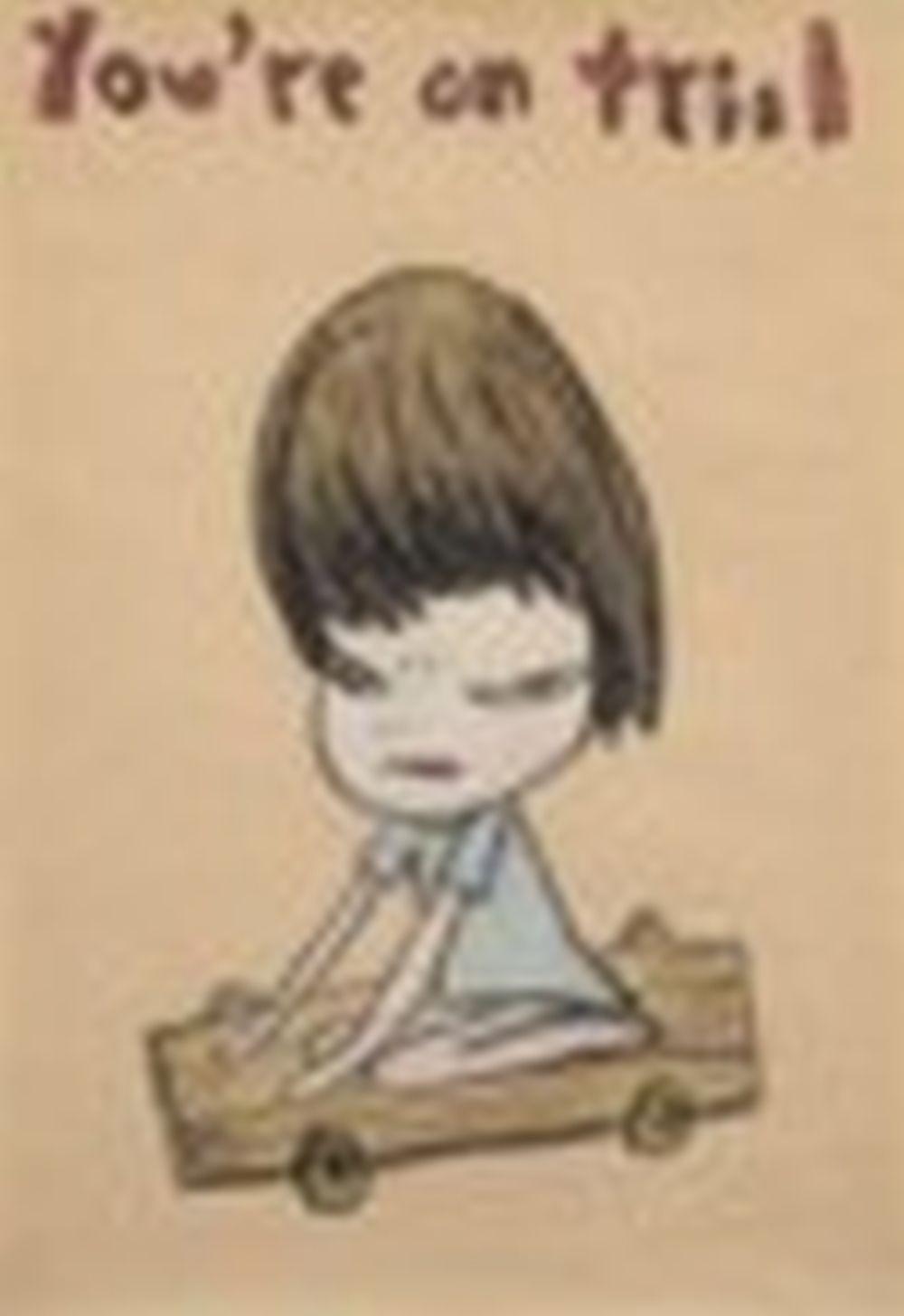 Yoshitomo Nara (B. 1959) You're on Trial coloured pencil on paper 42 x 30 c comparable sale
