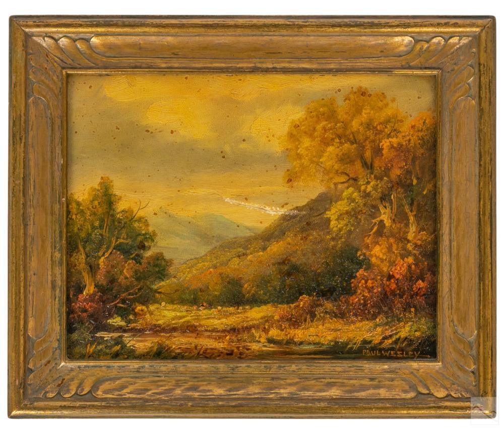 Paul Wesley comparable auction result: paul wesley 20c american landscape oil painting