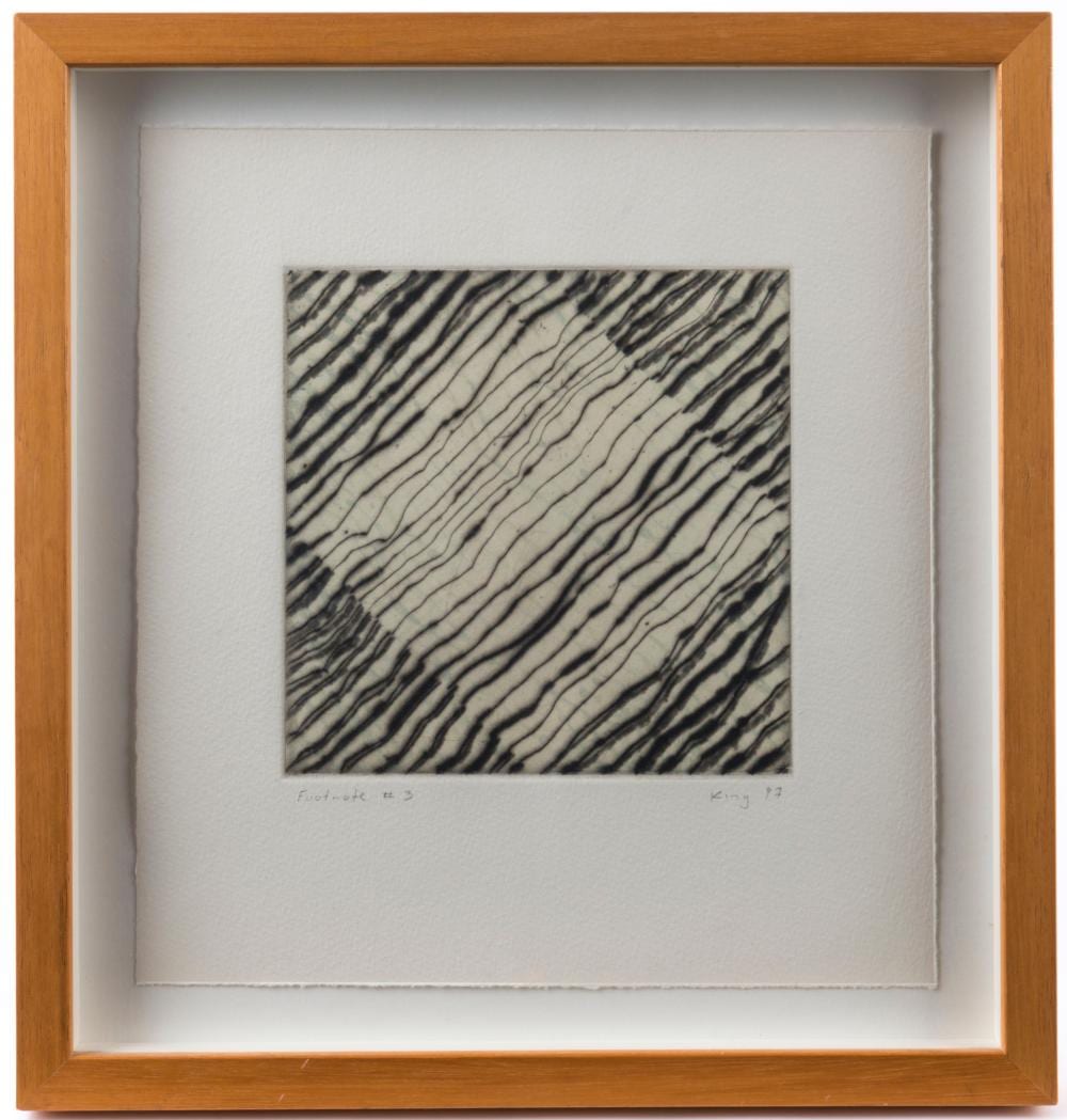 Martin King comparable auction result: martin king b 1957 footnote 3 etching titled signed and dated 97 in lower margin