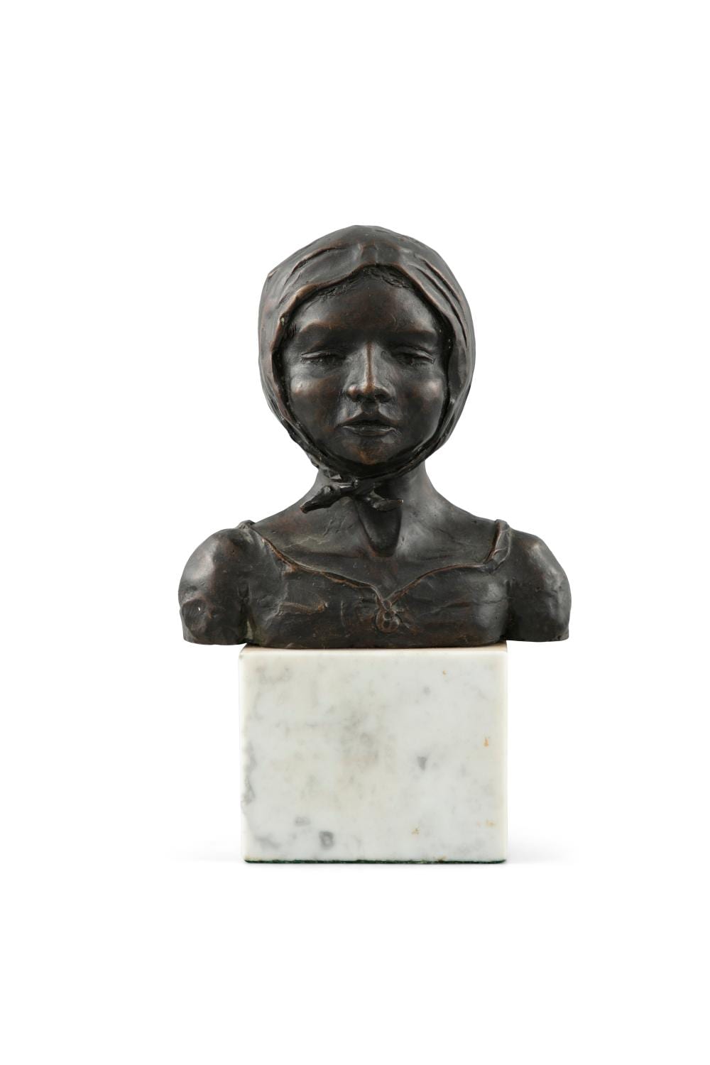 Dick Joynt comparable auction result: dick joynt 1938 2003 saskia bronze raised on a white marble cube 18cm 7 high including base