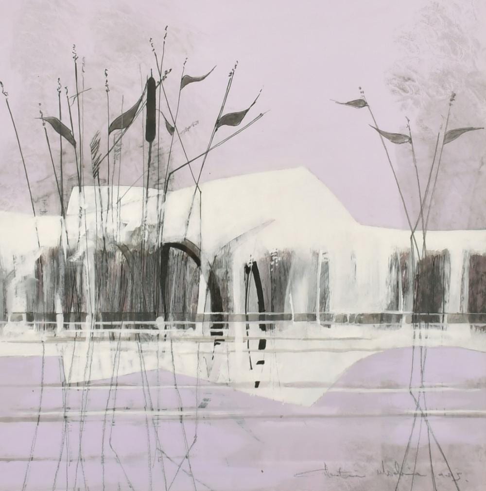 Alastair Michie comparable auction result: alastair michie 1921 2008 scottish untitled river landscape mixed media signed and dated 1985 16 x 16