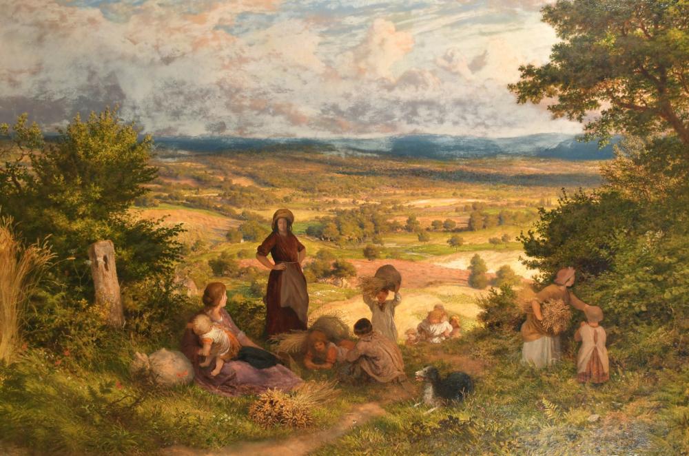 James Thomas Linnell comparable auction result: james thomas linnell 1820 1905 british atop of the hill resting workers at harvest time oil on canvas