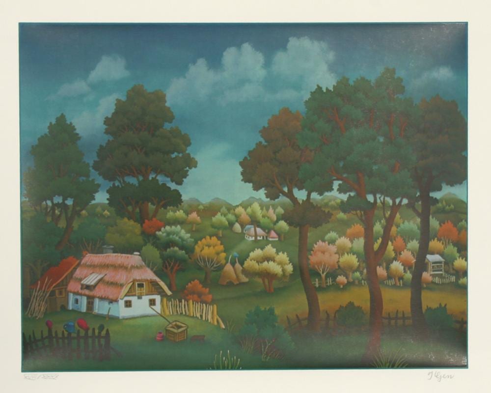 ivan generalic village landscape screenprint · RoGallery · 2021-11-26 Ivan Generalic comparable auction result: ivan generalic village landscape screenprint