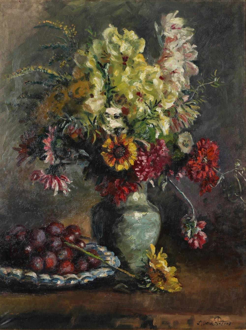Anna Peters comparable auction result: anna peters 1843 1926 stillleben mit blumenbouquet und fr chten still life bouquet of flowers with fruits
