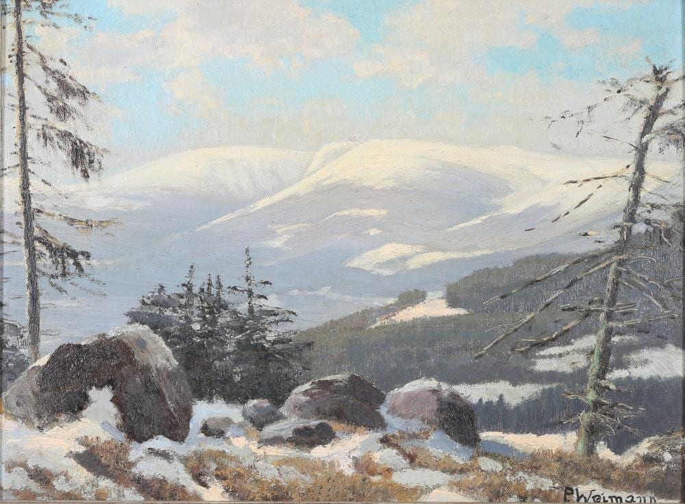 Paul Weimann comparable auction result: paul weimann 1867 1945 winterliche berglandschaft winter mountainscape