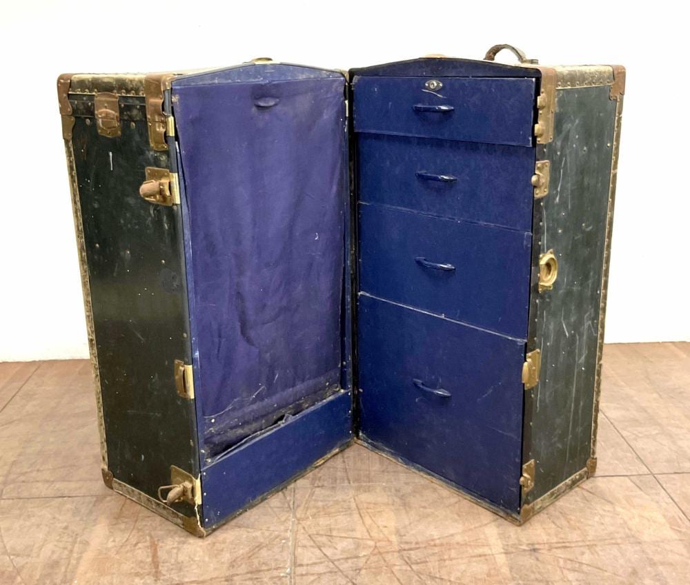 Vintage Wardrobe Steamer Trunk sold by EJ'S Auction & Appraisal, lot 2144 — auction record photograph