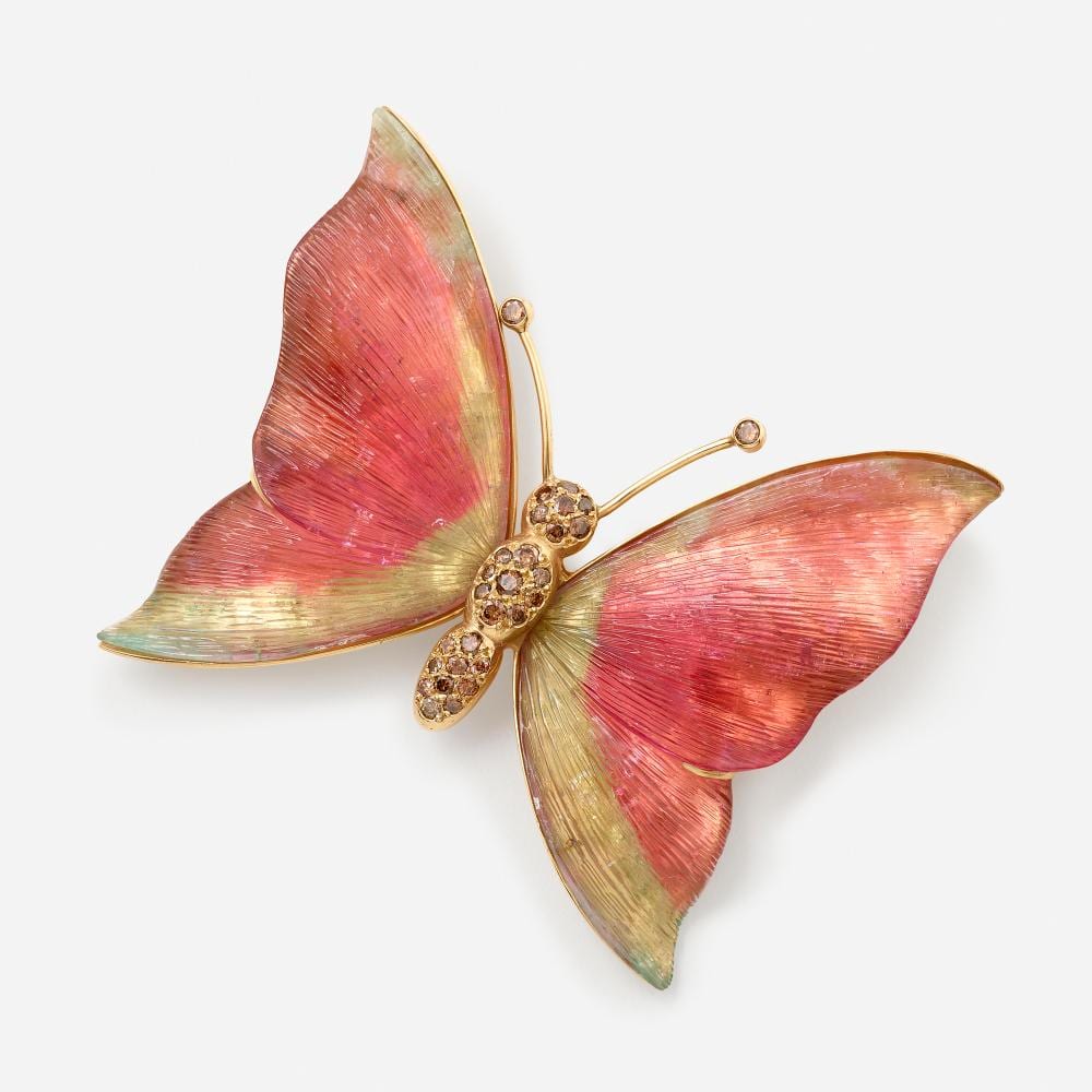 Andreas von Zadora-Gerlof comparable auction result: andreas von zadora gerlof tourmaline and diamond butterfly brooch