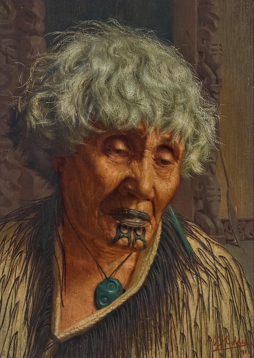 Charles Frederick Goldie comparable auction result: charles frederick goldie memories ena te papatahi a chieftainess of the ngapuhi tribe 1910