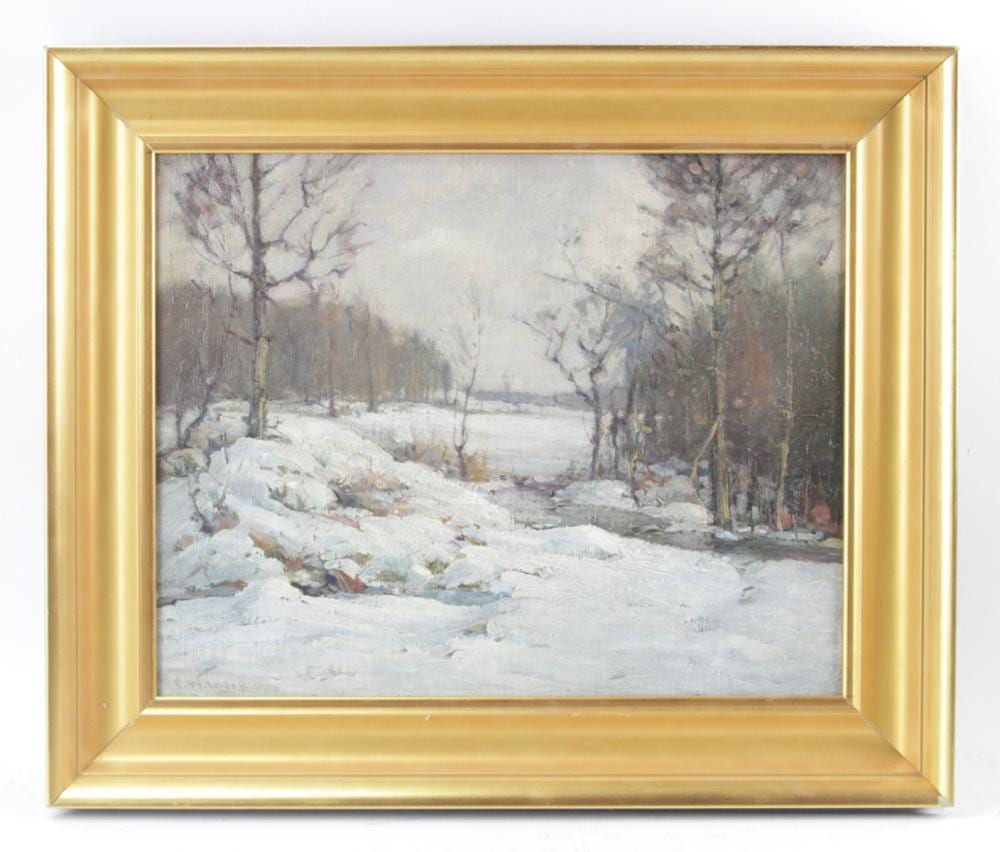 Frank W. Loven comparable auction result: frank w loven winter landscape
