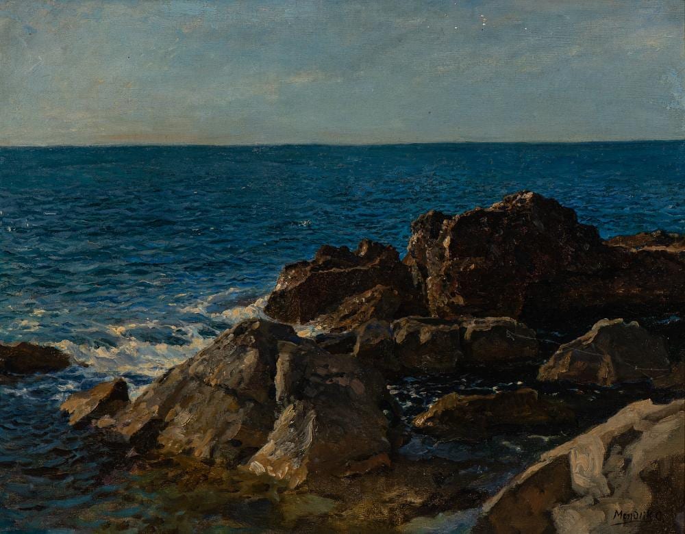 Oscar Johan Alfred Mendlik comparable auction result: pure seascape by oscar mendlik